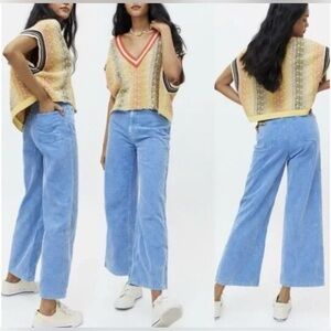 URBAN OUTFITTERS BDG High & Wide Corduroy Pants in Cobalt Blue Size 29